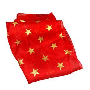 Red and Gold Star Scarf 4th of July Patriotic #04